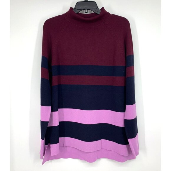Ann Taylor Sweater Colorblock Stripe Mock Neck Pullover Long Sleeve - Picture 1 of 10